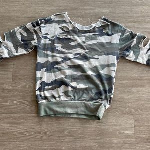 Camo distressed sweatshirt